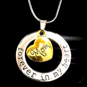 Nickel Free 24 inch Silver necklace with Mom Forever In My Heart.